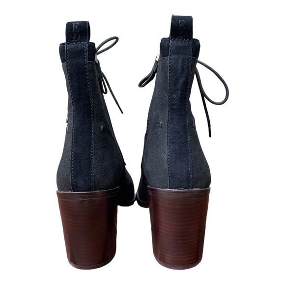ED Ellen Degeneres NWOT Wallee Black Leather Suede Lace-Up Ankle Boots sz 9.5 - Picture 9 of 9